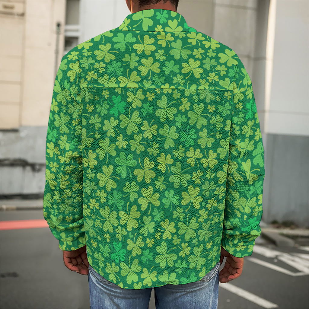 Shamrock Leaf St. Patrick's Day Print Men's Shirt Jacket