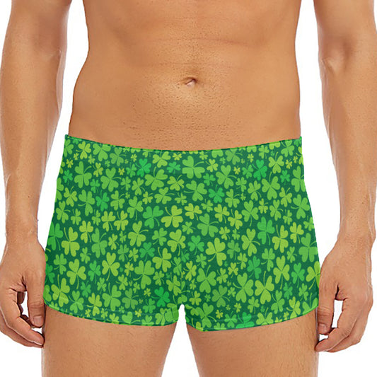 Shamrock Leaf St. Patrick's Day Print Men's Short Boxer Briefs