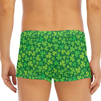 Shamrock Leaf St. Patrick's Day Print Men's Short Boxer Briefs