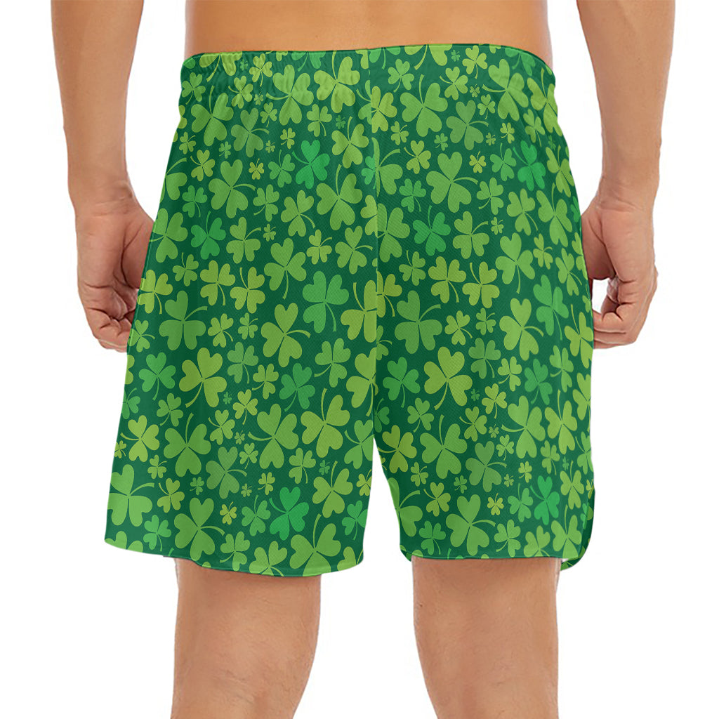 Shamrock Leaf St. Patrick's Day Print Men's Split Running Shorts