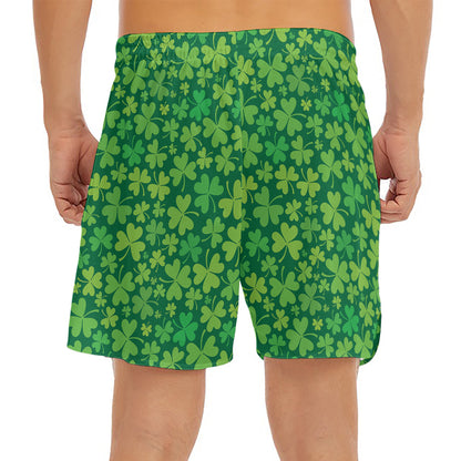 Shamrock Leaf St. Patrick's Day Print Men's Split Running Shorts
