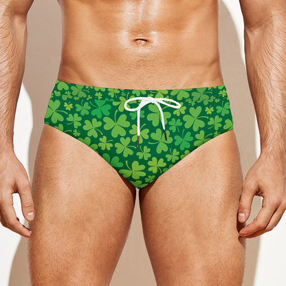 Shamrock Leaf St. Patrick's Day Print Men's Swim Briefs
