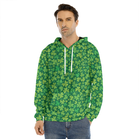 Shamrock Leaf St. Patrick's Day Print Men's Velvet Pullover Hoodie