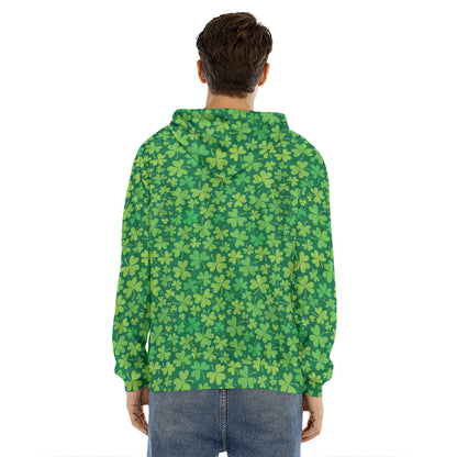 Shamrock Leaf St. Patrick's Day Print Men's Velvet Pullover Hoodie