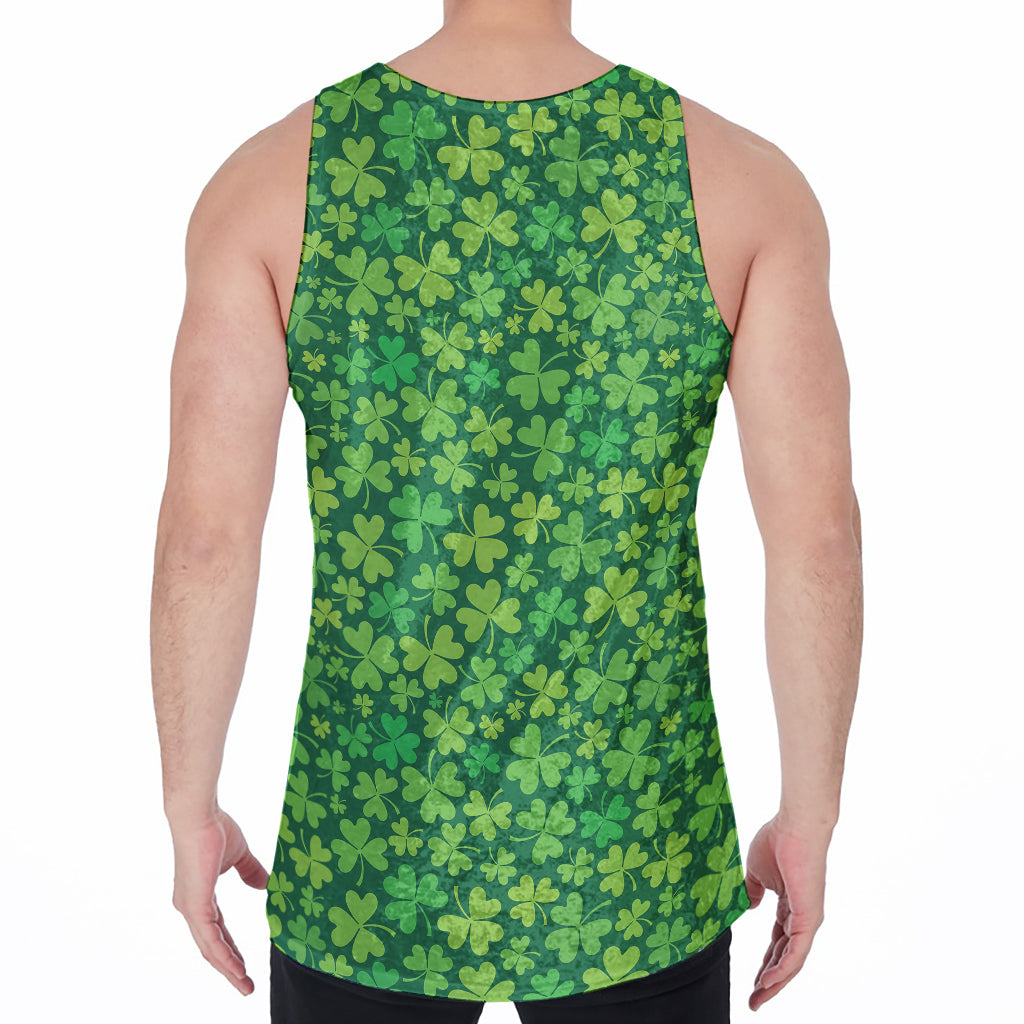 Shamrock Leaf St. Patrick's Day Print Men's Velvet Tank Top