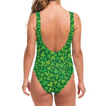 Shamrock Leaf St. Patrick's Day Print One Piece Swimsuit