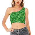 Shamrock Leaf St. Patrick's Day Print One Shoulder Crop Top