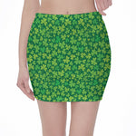 Shamrock Leaf St. Patrick's Day Print Pencil Mini Skirt