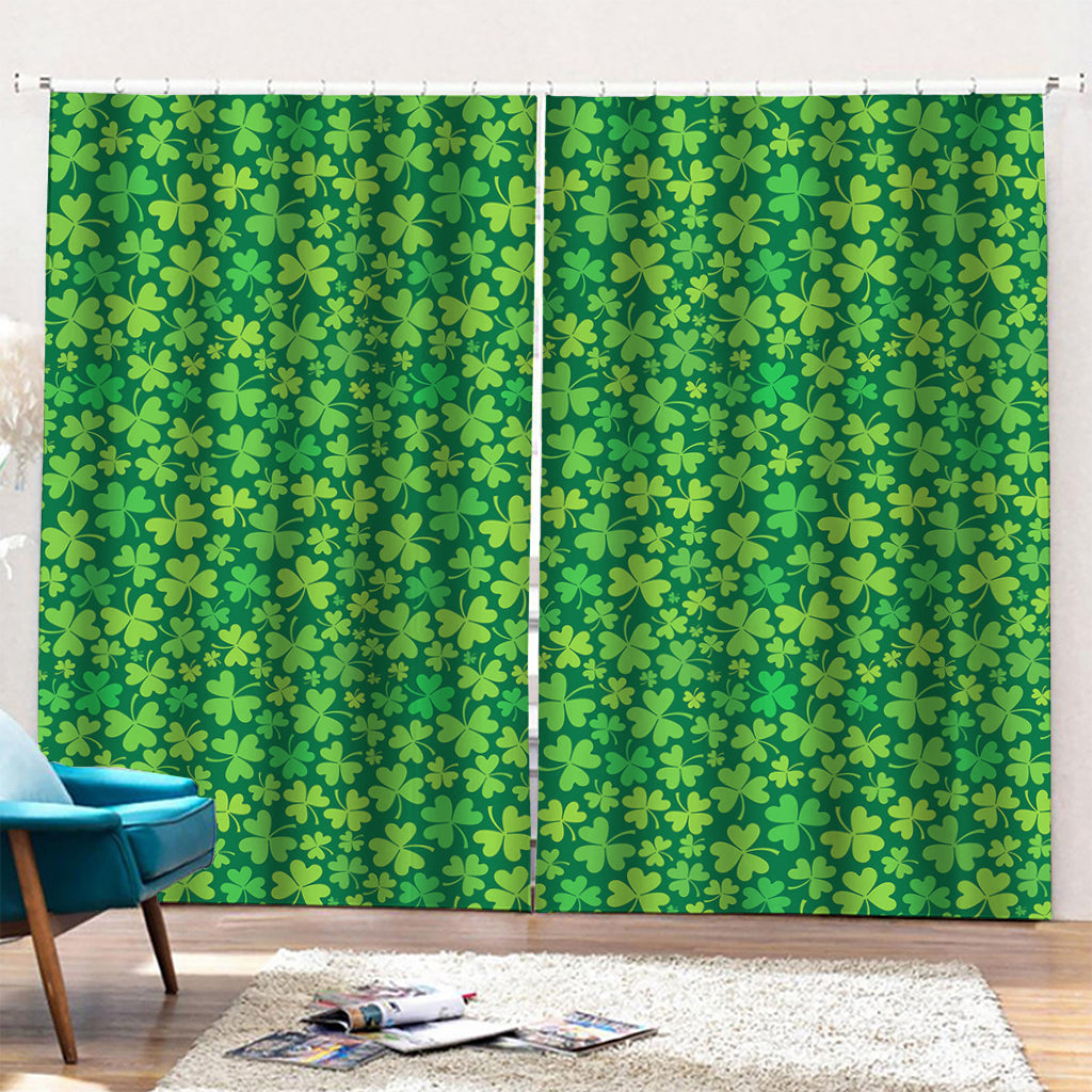 Shamrock Leaf St. Patrick's Day Print Pencil Pleat Curtains