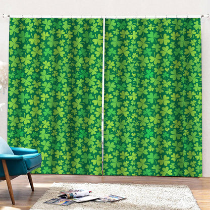 Shamrock Leaf St. Patrick's Day Print Pencil Pleat Curtains
