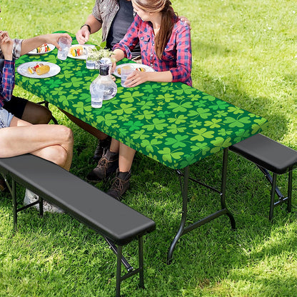 Shamrock Leaf St. Patrick's Day Print Picnic Table Cover