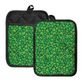 Shamrock Leaf St. Patrick's Day Print Pot Holders With Pocket