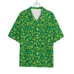 Shamrock Leaf St. Patrick's Day Print Rayon Hawaiian Shirt
