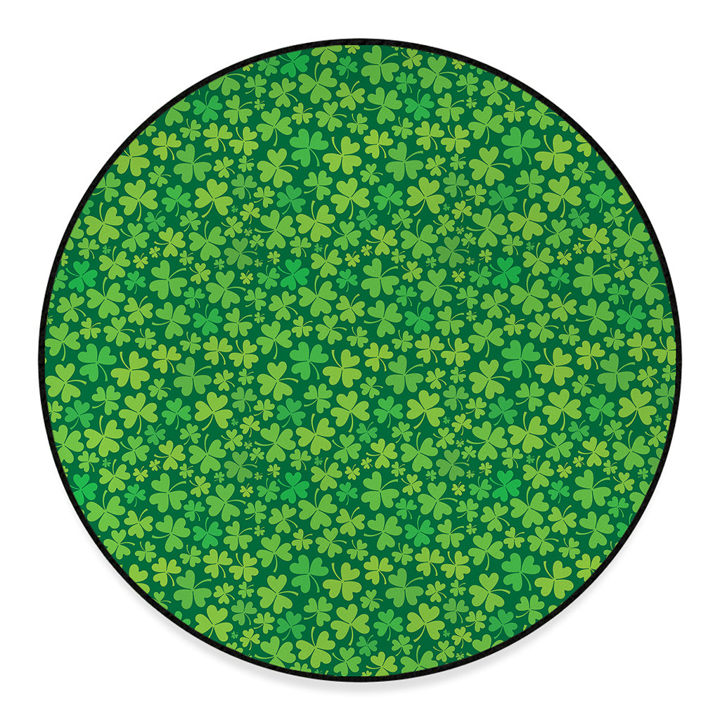 Shamrock Leaf St. Patrick's Day Print Round Floor Mat