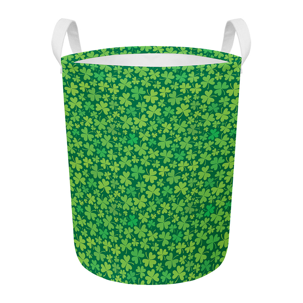 Shamrock Leaf St. Patrick's Day Print Round Laundry Basket