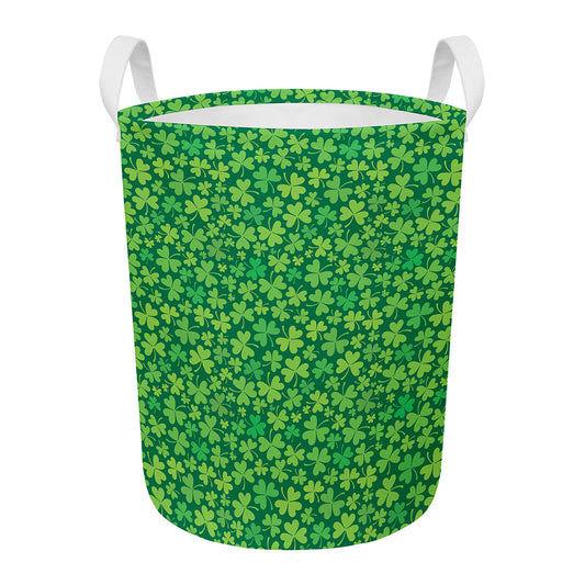 Shamrock Leaf St. Patrick's Day Print Round Laundry Basket