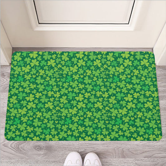 Shamrock Leaf St. Patrick's Day Print Rubber Doormat