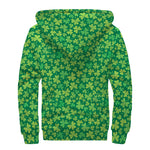 Shamrock Leaf St. Patrick's Day Print Sherpa Lined Zip Up Hoodie