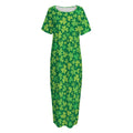 Shamrock Leaf St. Patrick's Day Print Short Sleeve Long Nightdress
