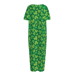 Shamrock Leaf St. Patrick's Day Print Short Sleeve Long Nightdress