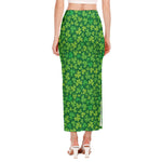Shamrock Leaf St. Patrick's Day Print Side Slit Maxi Skirt