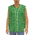Shamrock Leaf St. Patrick's Day Print Sleeveless Baseball Jersey