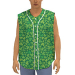 Shamrock Leaf St. Patrick's Day Print Sleeveless Baseball Jersey