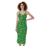 Shamrock Leaf St. Patrick's Day Print Slim Fit Midi Cami Dress