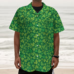 Shamrock Leaf St. Patrick's Day Print Textured Short Sleeve Shirt