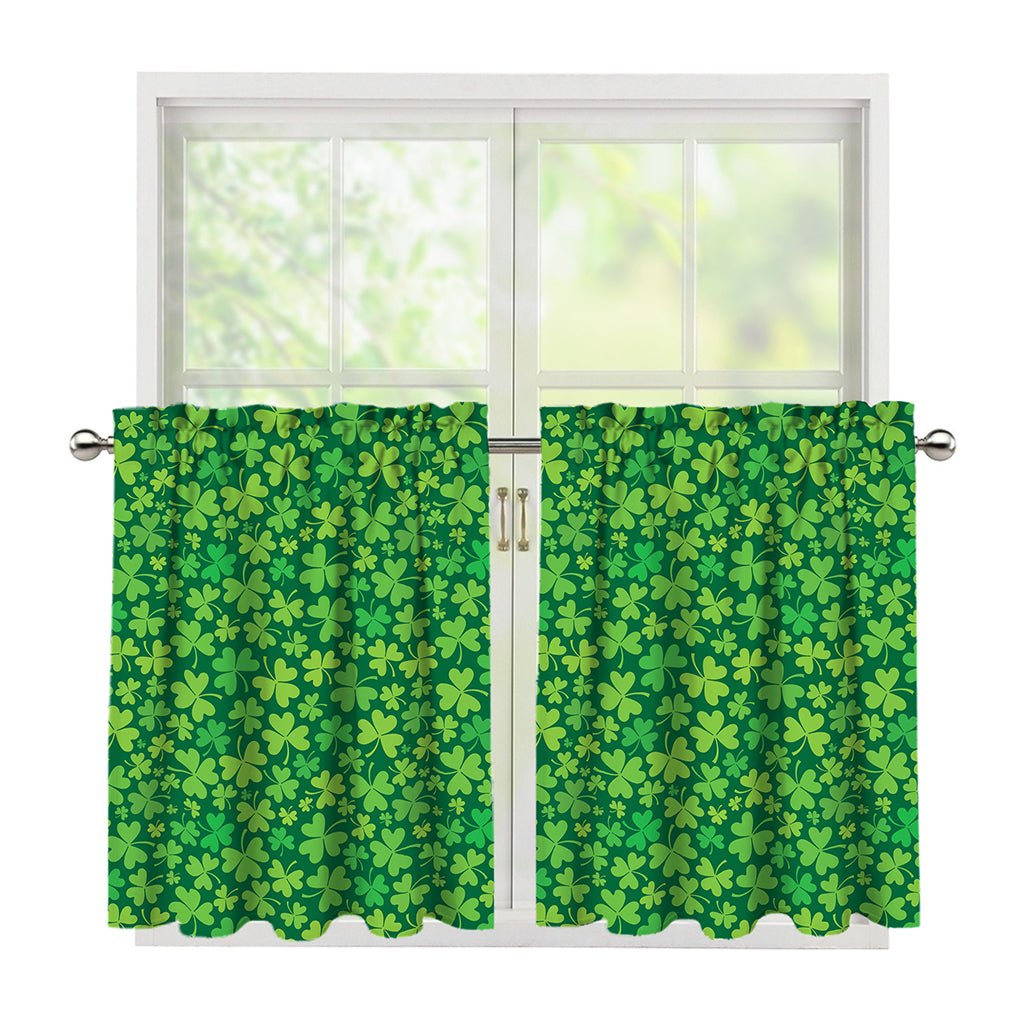 Shamrock Leaf St. Patrick's Day Print Tier Curtains