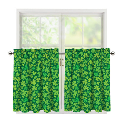Shamrock Leaf St. Patrick's Day Print Tier Curtains