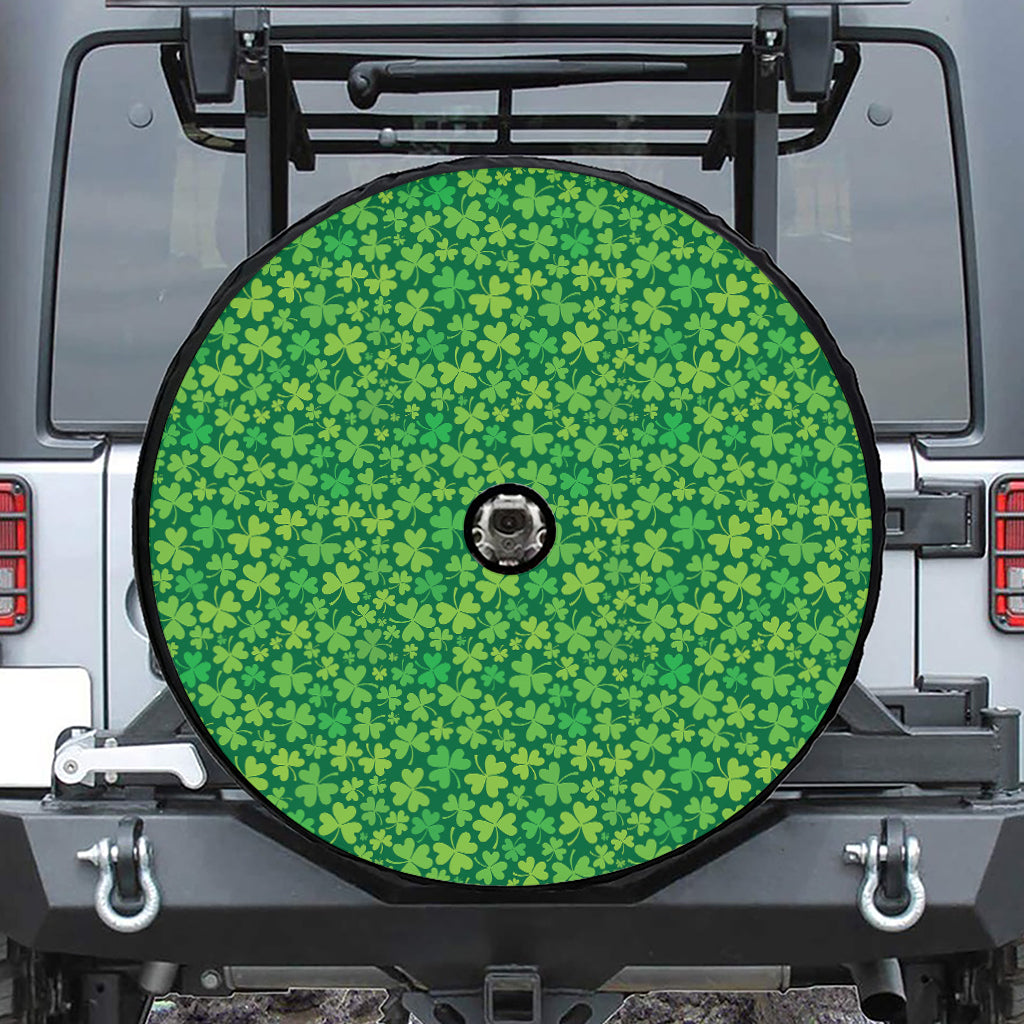 Shamrock Leaf St. Patrick's Day Print Tire Cover With Camera Hole