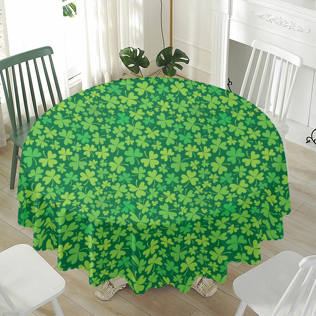 Shamrock Leaf St. Patrick's Day Print Waterproof Round Tablecloth