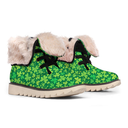 Shamrock Leaf St. Patrick's Day Print Winter Boots