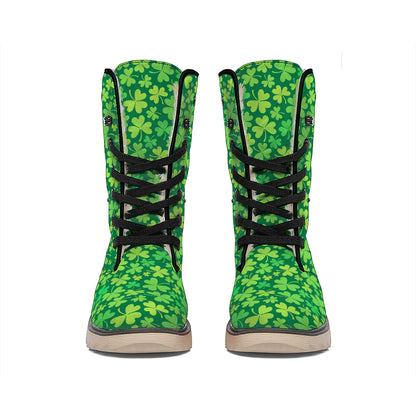 Shamrock Leaf St. Patrick's Day Print Winter Boots