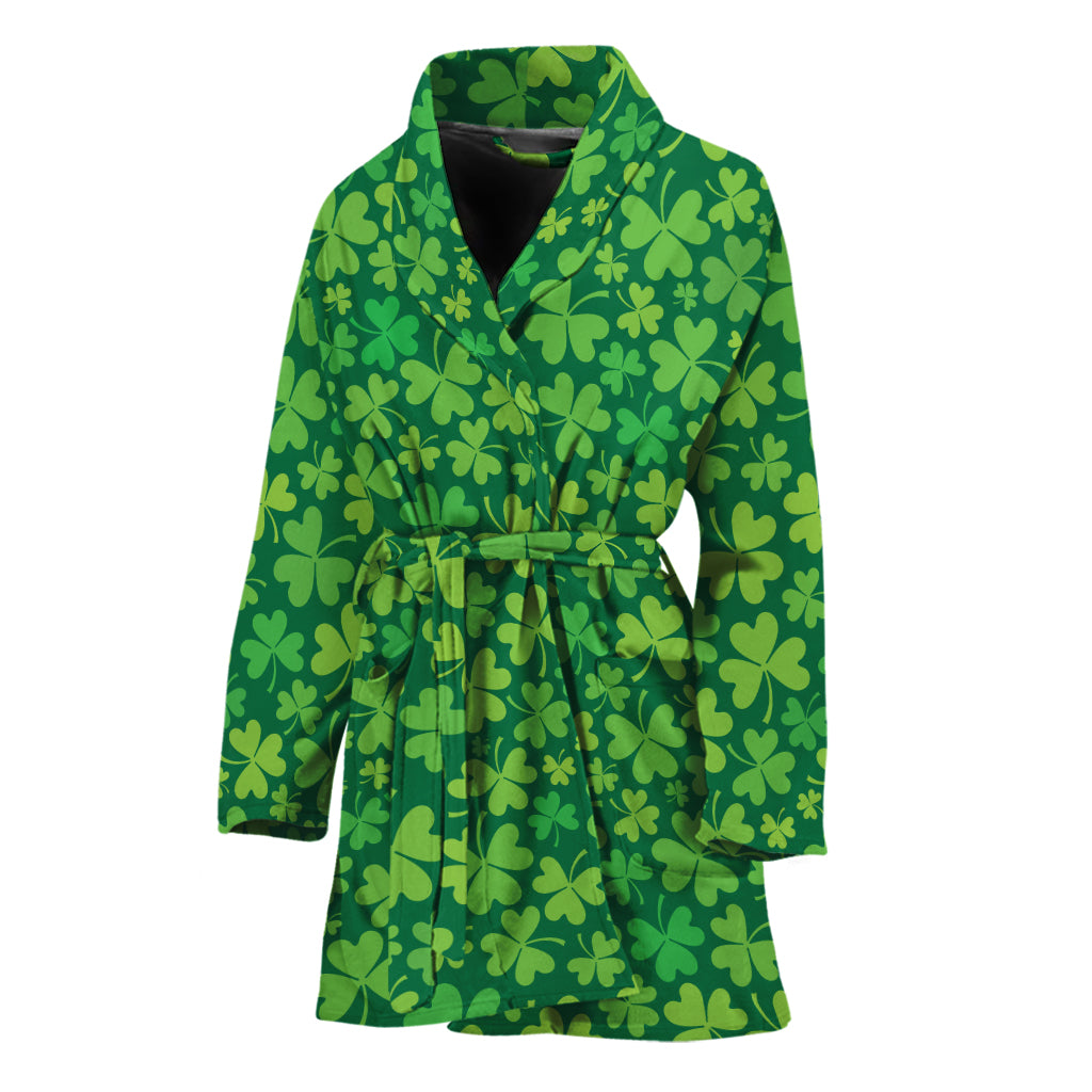 Shamrock Leaf St. Patrick's Day Print Women's Bathrobe