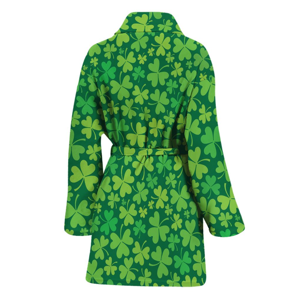 Shamrock Leaf St. Patrick's Day Print Women's Bathrobe