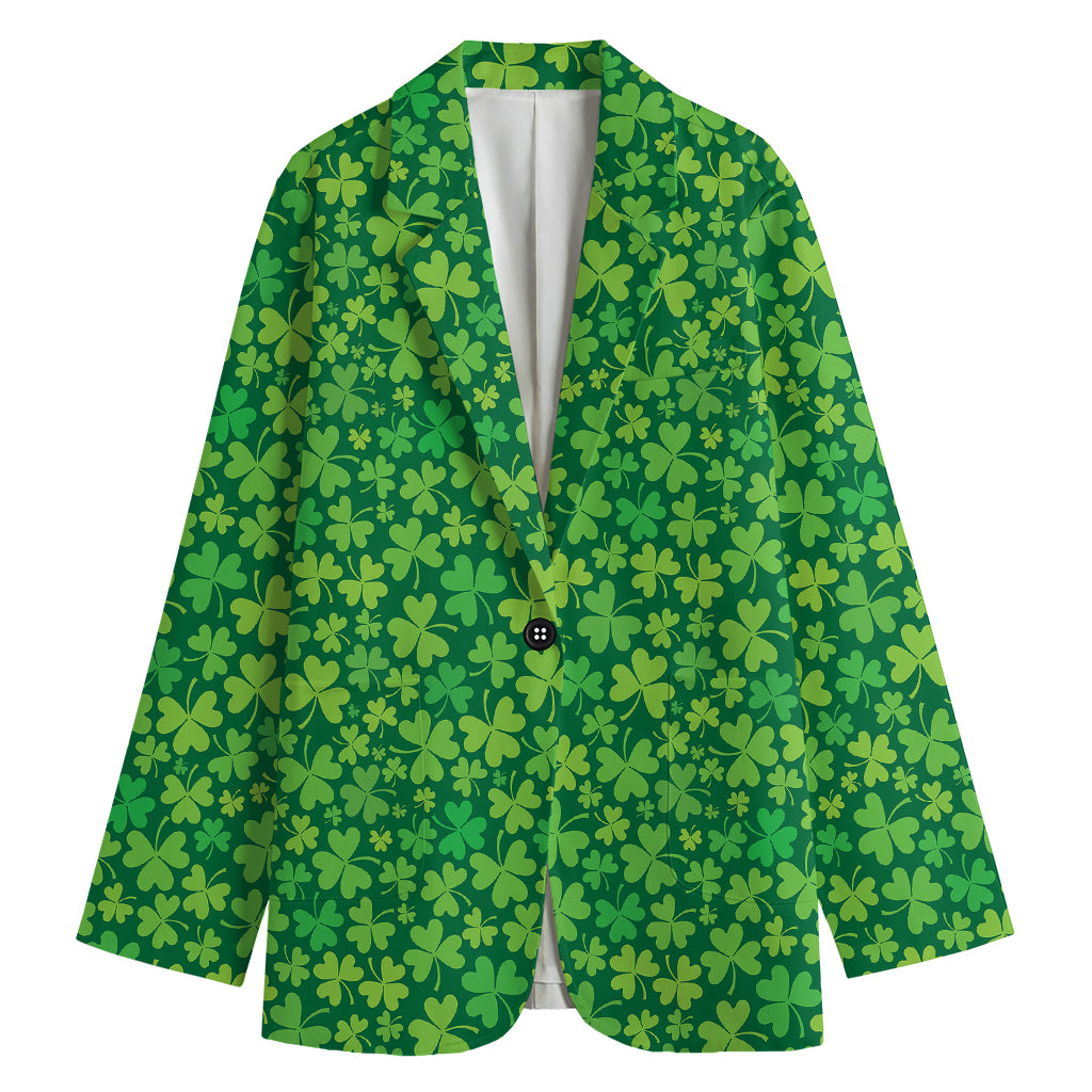 Shamrock Leaf St. Patrick's Day Print Women's Blazer