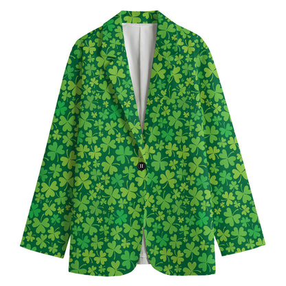 Shamrock Leaf St. Patrick's Day Print Women's Blazer