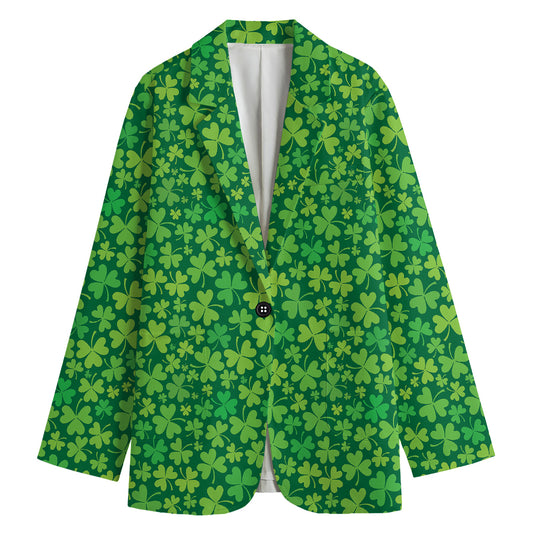 Shamrock Leaf St. Patrick's Day Print Women's Blazer