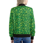 Shamrock Leaf St. Patrick's Day Print Women's Bomber Jacket