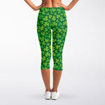 Shamrock Leaf St. Patrick's Day Print Women's Capri Leggings