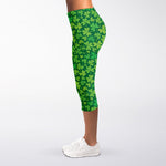Shamrock Leaf St. Patrick's Day Print Women's Capri Leggings
