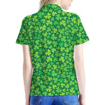 Shamrock Leaf St. Patrick's Day Print Women's Polo Shirt