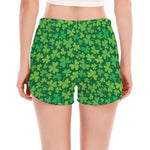 Shamrock Leaf St. Patrick's Day Print Women's Split Running Shorts