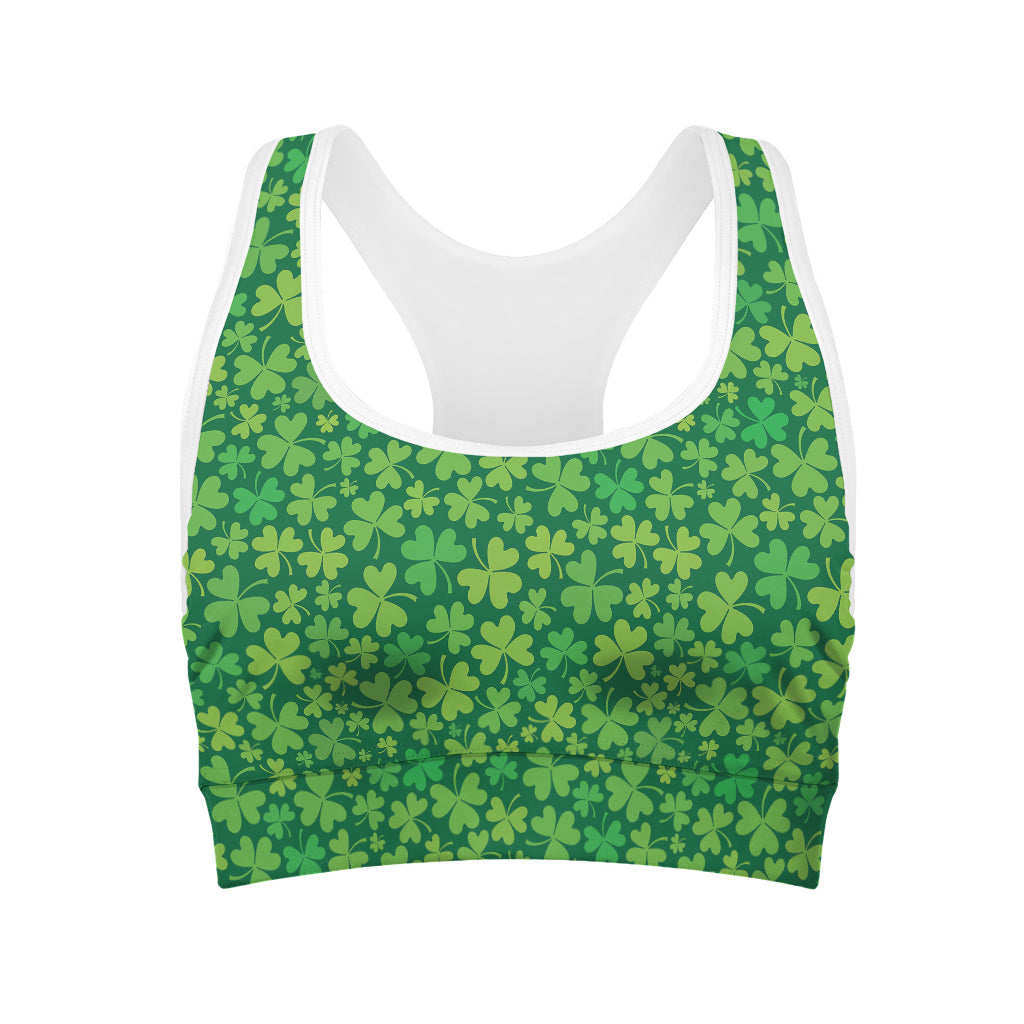 Shamrock Leaf St. Patrick's Day Print Women's Sports Bra