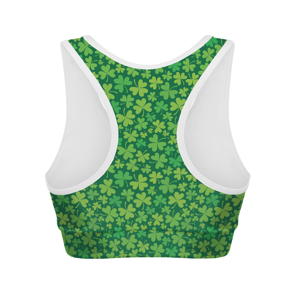Shamrock Leaf St. Patrick's Day Print Women's Sports Bra