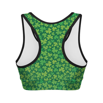 Shamrock Leaf St. Patrick's Day Print Women's Sports Bra