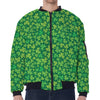 Shamrock Leaf St. Patrick's Day Print Zip Sleeve Bomber Jacket