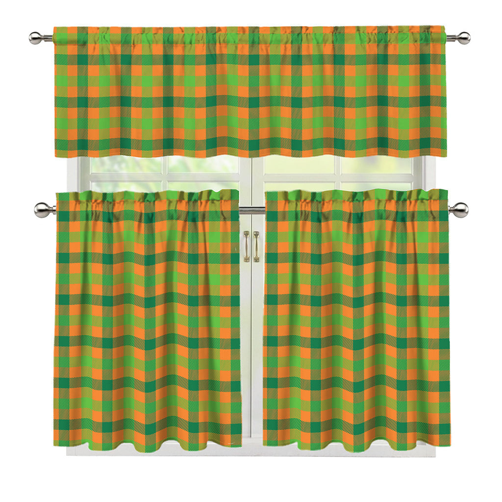 Shamrock Plaid Saint Patrick's Day Print 3 Piece Kitchen Curtains